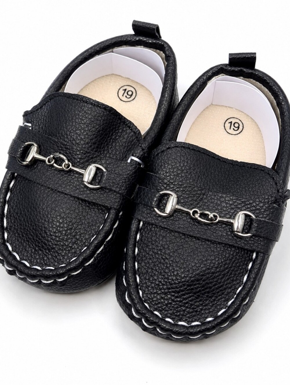 Baby Boy Black Loafers Size 19 (Approx. 6–12 Months) Dress Shoes